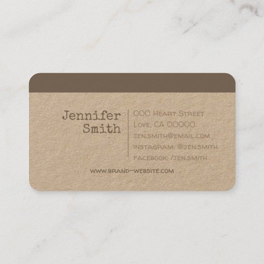 rustiek natuurlijk papier eenvoudige bruine kraft visitekaartje (Achterkant)