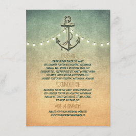 Rustiek Nautisch Anker En Lichten Trouwdetails Informatiekaartje