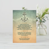 Rustiek Nautisch Anker En Lichten Trouwdetails Informatiekaartje (Staand voorkant)