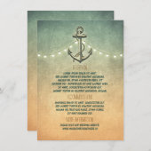 Rustiek Nautisch Anker En Lichten Trouwdetails Informatiekaartje (Voorkant / Achterkant)