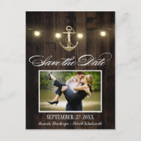 Rustiek Nautisch Anker Save the Date Briefkaarten