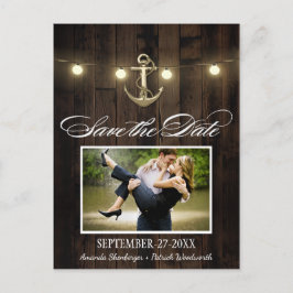 Rustiek Nautisch Anker Save the Date Briefkaarten