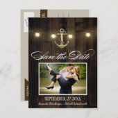 Rustiek Nautisch Anker Save the Date Briefkaarten (Voorkant / Achterkant)