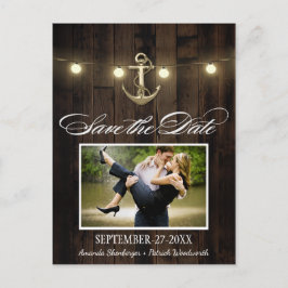 Rustiek Nautisch Anker Save the Date Briefkaarten