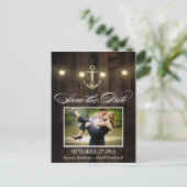 Rustiek Nautisch Anker Save the Date Briefkaarten (Staand voorkant)