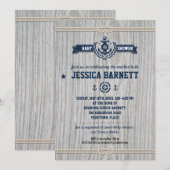 Rustiek Nautisch Baby shower Kaart (Voorkant / Achterkant)