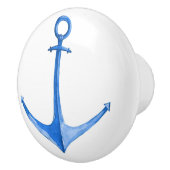 Rustiek Nautisch Blauw Bootanker Keramische Knop (Rechts)