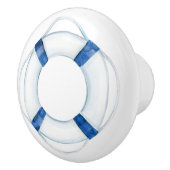 Rustiek Nautisch Blauw Leven Ring Boei Keramische Knop (Rechts)