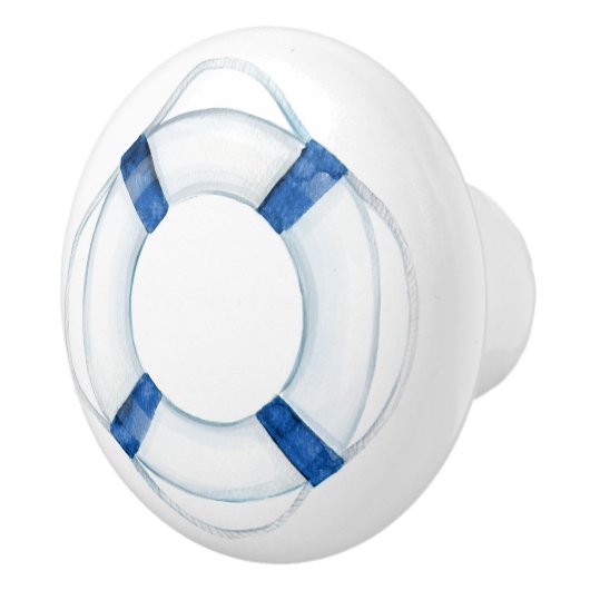 Rustiek Nautisch Blauw Leven Ring Boei Keramische Knop (Rechts)