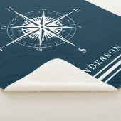 Rustiek nautisch kompas gepersonaliseerde familie sherpa deken (3/4)