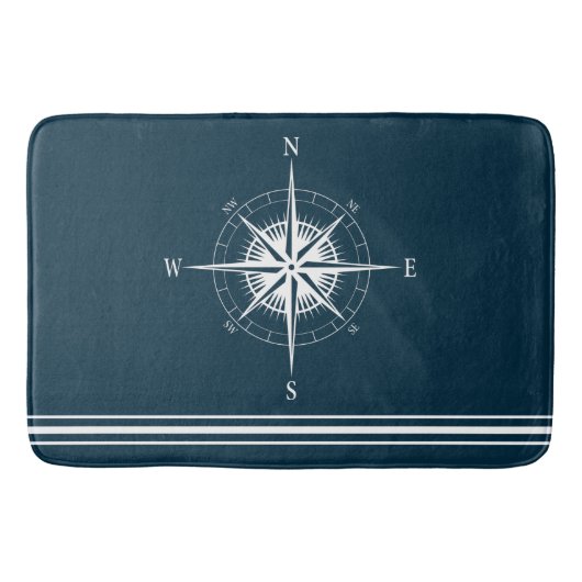 Rustiek nautisch kompas met strepen badmat (Voorkant)