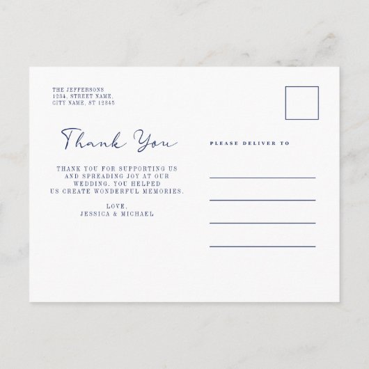 Rustiek Nautisch Strand Trouwfoto Dank u Briefkaart (Achterkant)