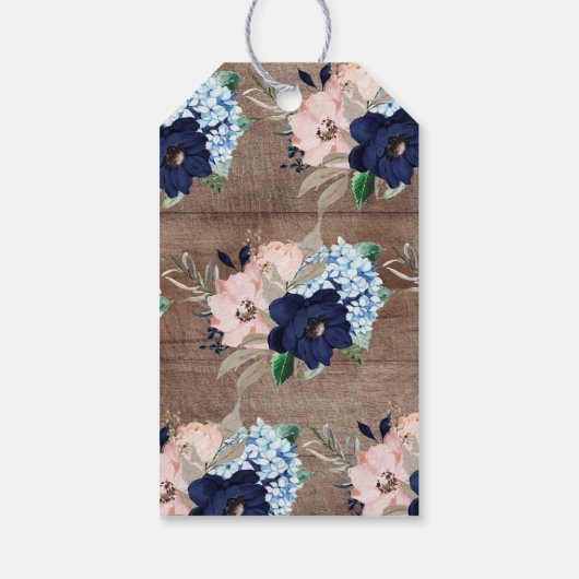 Rustiek Navy Bloemen Baby shower Favor Cadeau Labe Cadeaulabel (Achterkant)