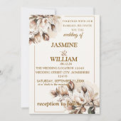 Rustiek Neutraal Boho Bloemen Huwelijksuitnodiging Kaart (Voorkant)