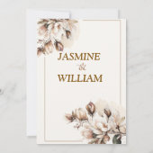 Rustiek Neutraal Boho Bloemen Huwelijksuitnodiging Kaart (Achterkant)