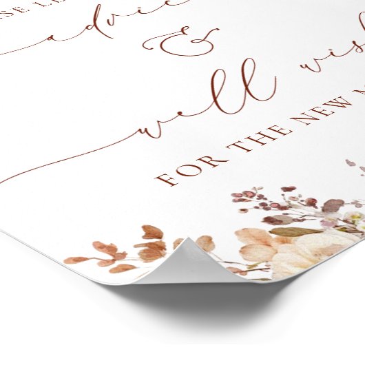 Rustiek Neutraal Boho Floral Advies en Wensen teke Poster (Hoek)