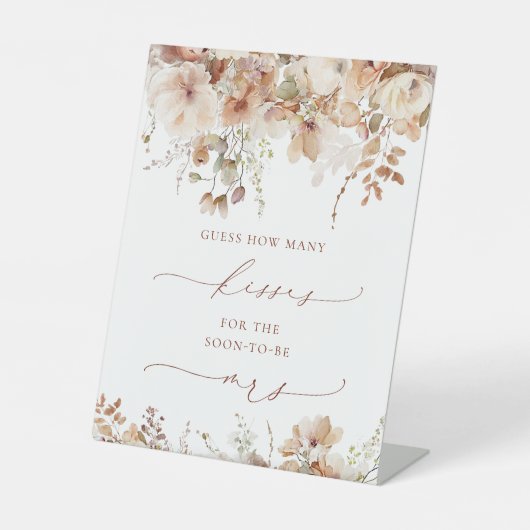 Rustiek Neutraal Boho Floral Hoeveel kussen Reclamebord Met Voetstuk (Voorkant)