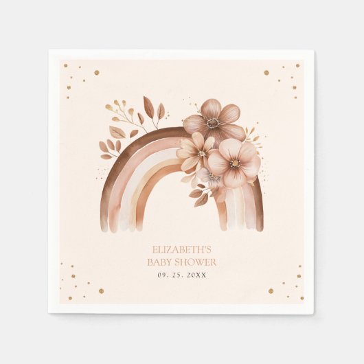 Rustiek Neutraal Boho Waterverf Regenboog Baby sho Servet (Voorkant)