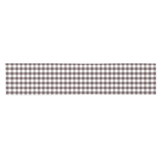 Rustiek Neutraal Bruin Witte Gingham Buffalo Plaid Korte Tafelloper (Horizontaal)