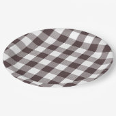 Rustiek Neutraal Bruin Witte Gingham Buffalo Plaid Papieren Bordje (Gekanteld)