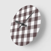 Rustiek Neutraal Bruin Witte Gingham Buffalo Plaid Ronde Klok (Hoek)