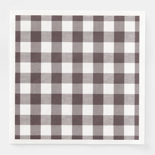 Rustiek Neutraal Bruin Witte Gingham Buffalo Plaid Servet (Voorkant)