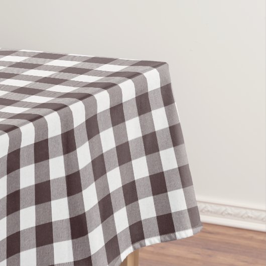 Rustiek Neutraal Bruin Witte Gingham Buffalo Plaid Tafelkleed (Voorbeeld)