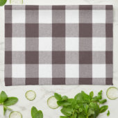 Rustiek Neutraal Bruin Witte Gingham Buffalo Plaid Theedoek (Gevouwen)