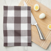 Rustiek Neutraal Bruin Witte Gingham Buffalo Plaid Theedoek (Quarter Fold)