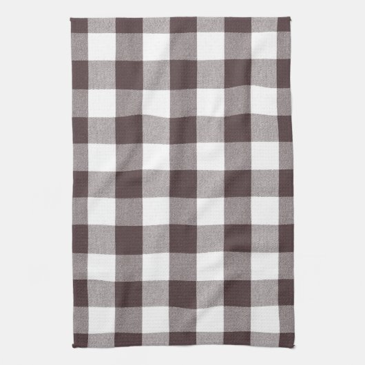 Rustiek Neutraal Bruin Witte Gingham Buffalo Plaid Theedoek (Verticaal)