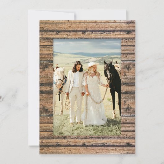 Rustiek Neutraal Hout Platemark Boho Fotobruiloft Save The Date (Achterkant)