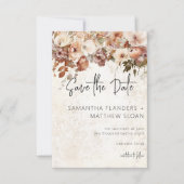 Rustiek Neutraal & Roze Bloemen Drop Save The Date (Voorkant)