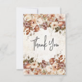 Rustiek Neutraal Roze Bloemen Drop Wedding Bedankkaart (Voorkant)
