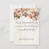 Rustiek Neutraal Roze Bloemen Drop Wedding Bedankkaart (Achterkant)