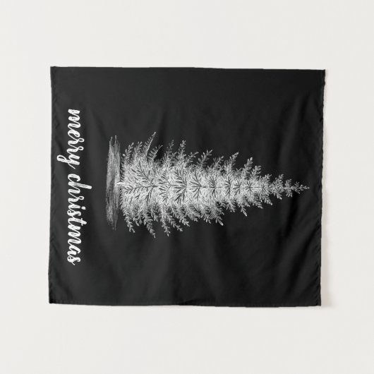  rustiek neutraal sparren vrolijk kerstfeest wandkleed (Voorkant (horizontaal))