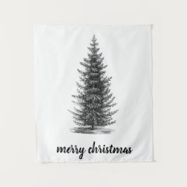  rustiek neutraal sparren vrolijk kerstfeest wandkleed