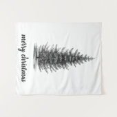  rustiek neutraal sparren vrolijk kerstfeest wandkleed (Voorkant (horizontaal))