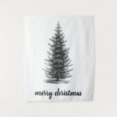  rustiek neutraal sparren vrolijk kerstfeest wandkleed (Voorkant)