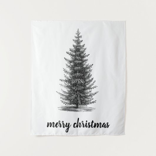  rustiek neutraal sparren vrolijk kerstfeest wandkleed (Voorkant)