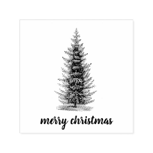  rustiek neutraal sparren vrolijk kerstfeest  zelfinktende stempel (Design)