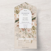 Rustiek Neutraal Tan & Cream Bloemenboog Diner All In One Uitnodiging (Binnen)