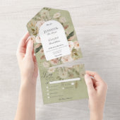 Rustiek Neutraal Tan & Groen Bloemenboog Diner All In One Uitnodiging (Afscheurbaar)