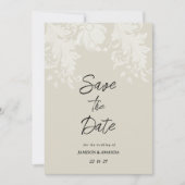 Rustiek neutraal wit bloemenkant Save The Date Kaart (Voorkant)