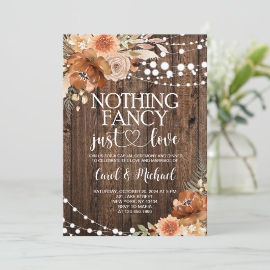 Rustiek Niets Fancy Gewoon Liefde uitnodiging (Staand voorkant)