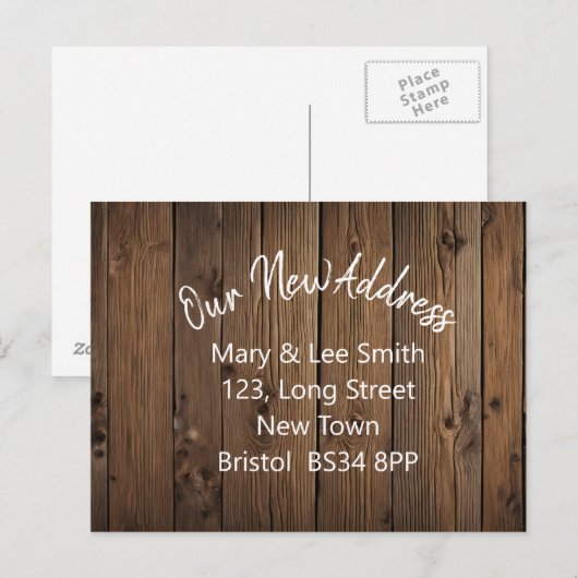 rustiek nieuw adres briefkaart (Voorkant / Achterkant)