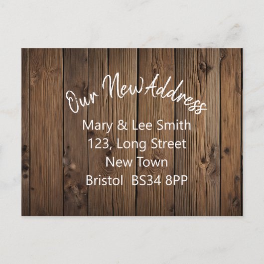 rustiek nieuw adres briefkaart (Voorkant)