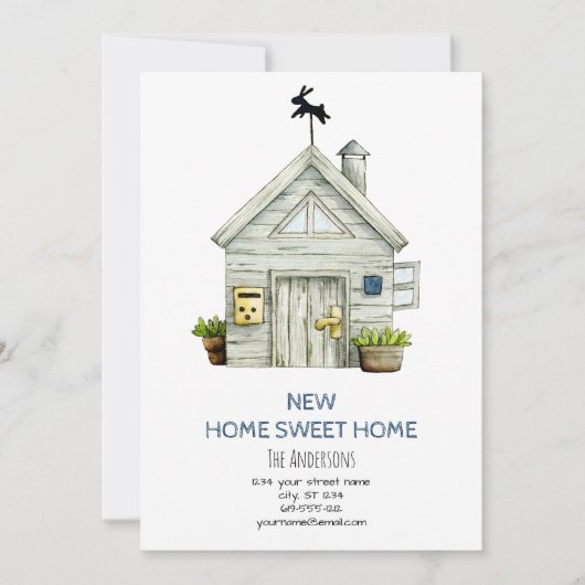 Rustiek Nieuw Huis Sweet Home Bewegende aankondigi Aankondiging (Voorkant)