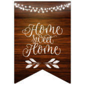 Rustiek nieuw huis Woodgrain & Fairy Lights Welkom Vlaggetjes (Eerste vlag)