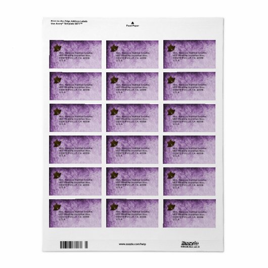 Rustiek noodlijdend perkament Paarse bruiloft Etiket (Full Sheet)