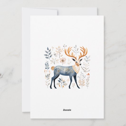 Rustiek Noords rendier kerstgebladerte Feestdagenkaart (Achterkant)